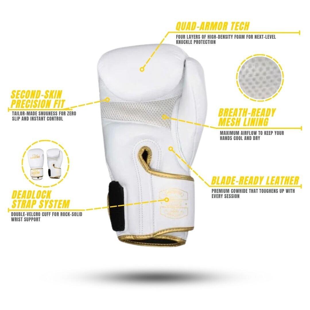 Gants de boxe Legend STEALTH Elite white gold cuir 10 oz 2/5