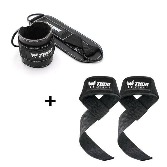 Thor Athletics Lifting Straps + Ankle Straps Bundle – Krafttraining – Schwarz