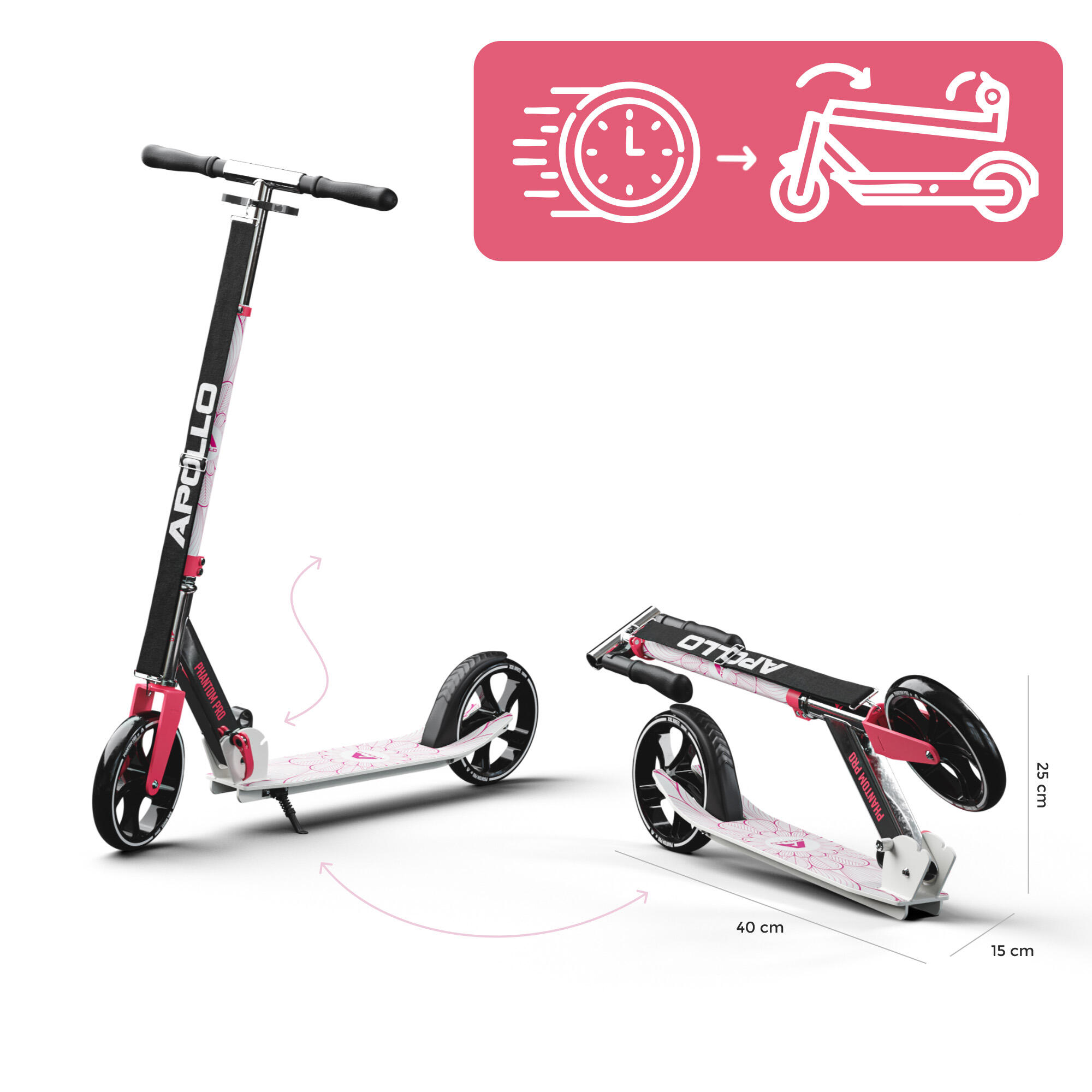 Monopattino Apollo City Phantom – pieghevole con manubrio regolabile per bambini 2/6
