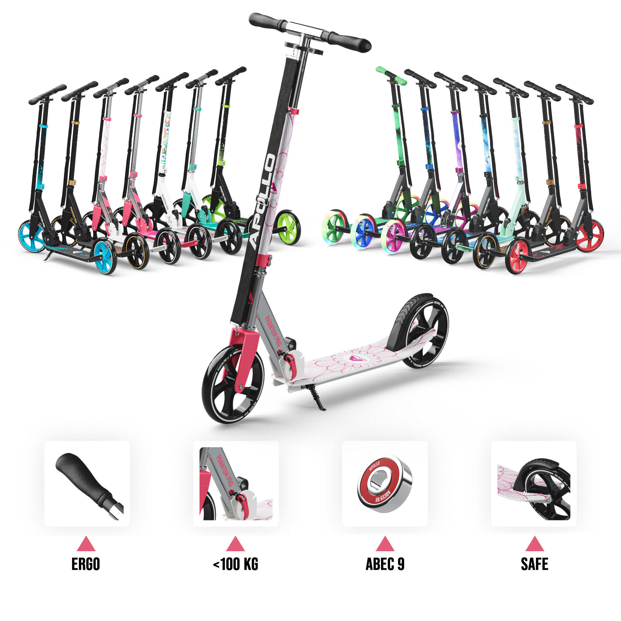 Monopattino Apollo City Phantom – pieghevole con manubrio regolabile per bambini 6/6