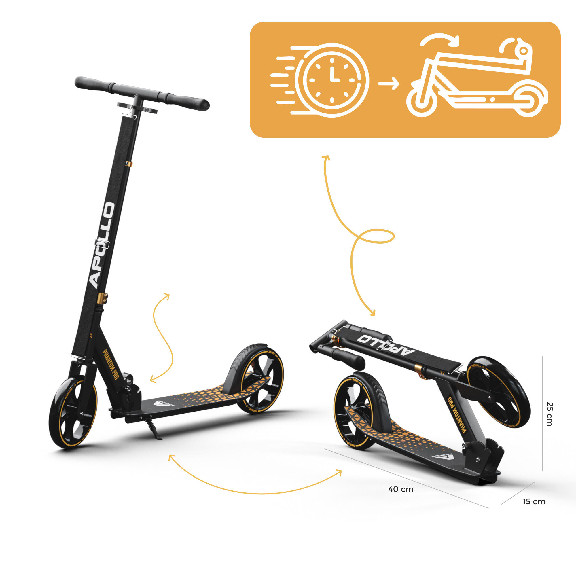 Apollo City Scooter Phantom – klappbarer Kinderroller mit 200 mm Rollen 2/6