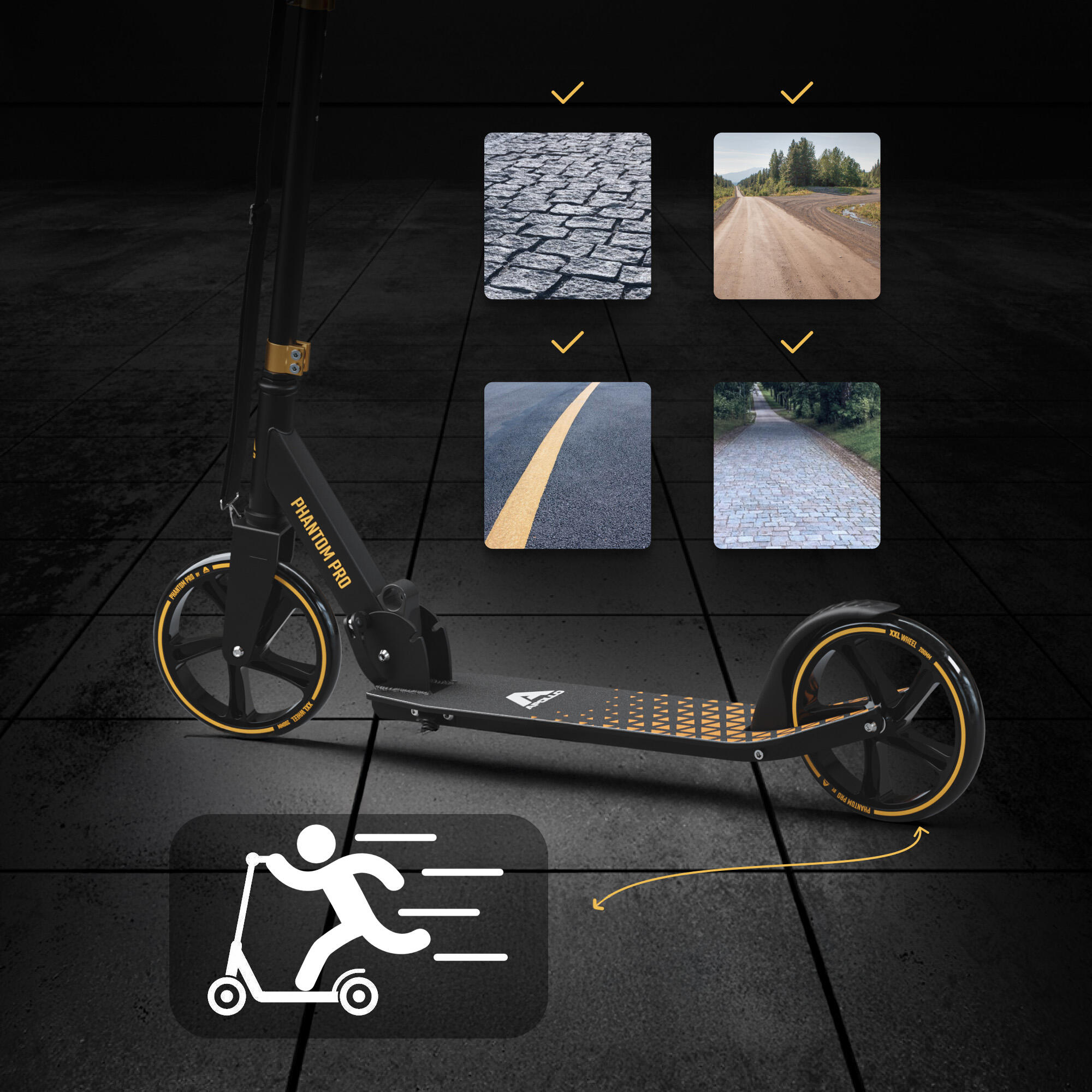 Apollo City Scooter Phantom – klappbarer Kinderroller mit 200 mm Rollen 4/6