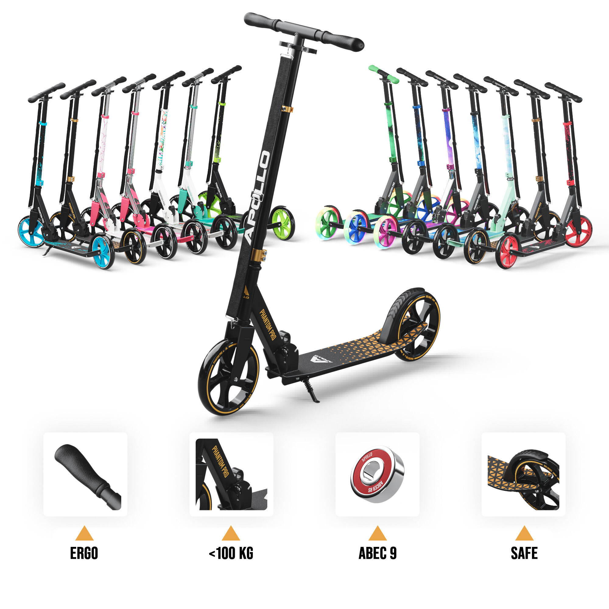 Apollo City Scooter Phantom – klappbarer Kinderroller mit 200 mm Rollen 6/6
