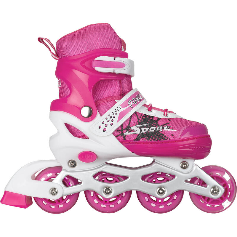 Role reglabile Power Sport, roti luminoase silicon, sina aluminiu, S(31-34), roz