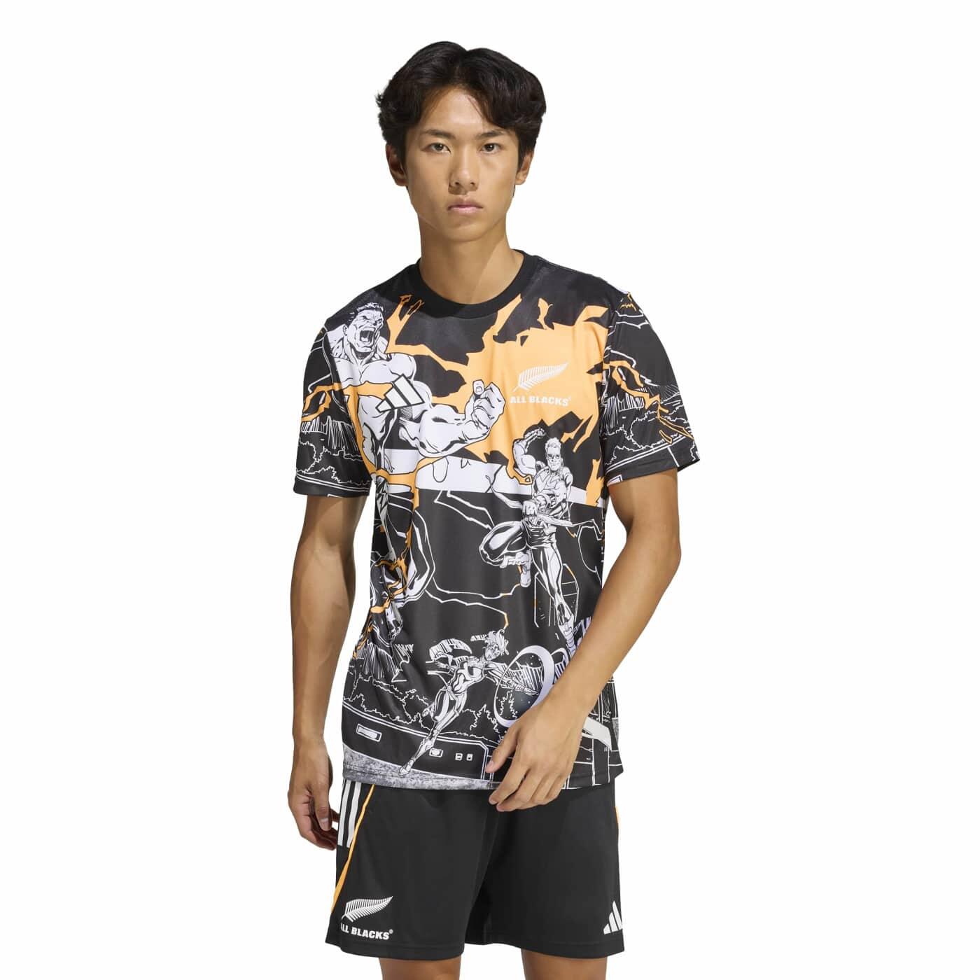 Adidas - Maillot Rugby All Blacks Marvel Captains Run - T-shirt Manches Courtes - Noir - Decathlon