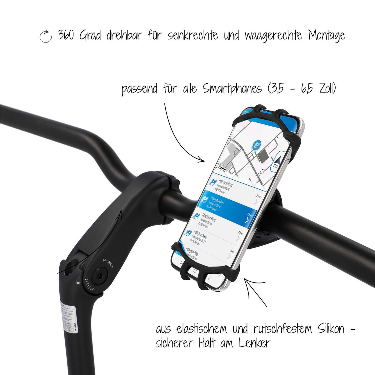 FISCHER Smartphonehalter Fahrrad - Silikon 360° L/XL 2/7