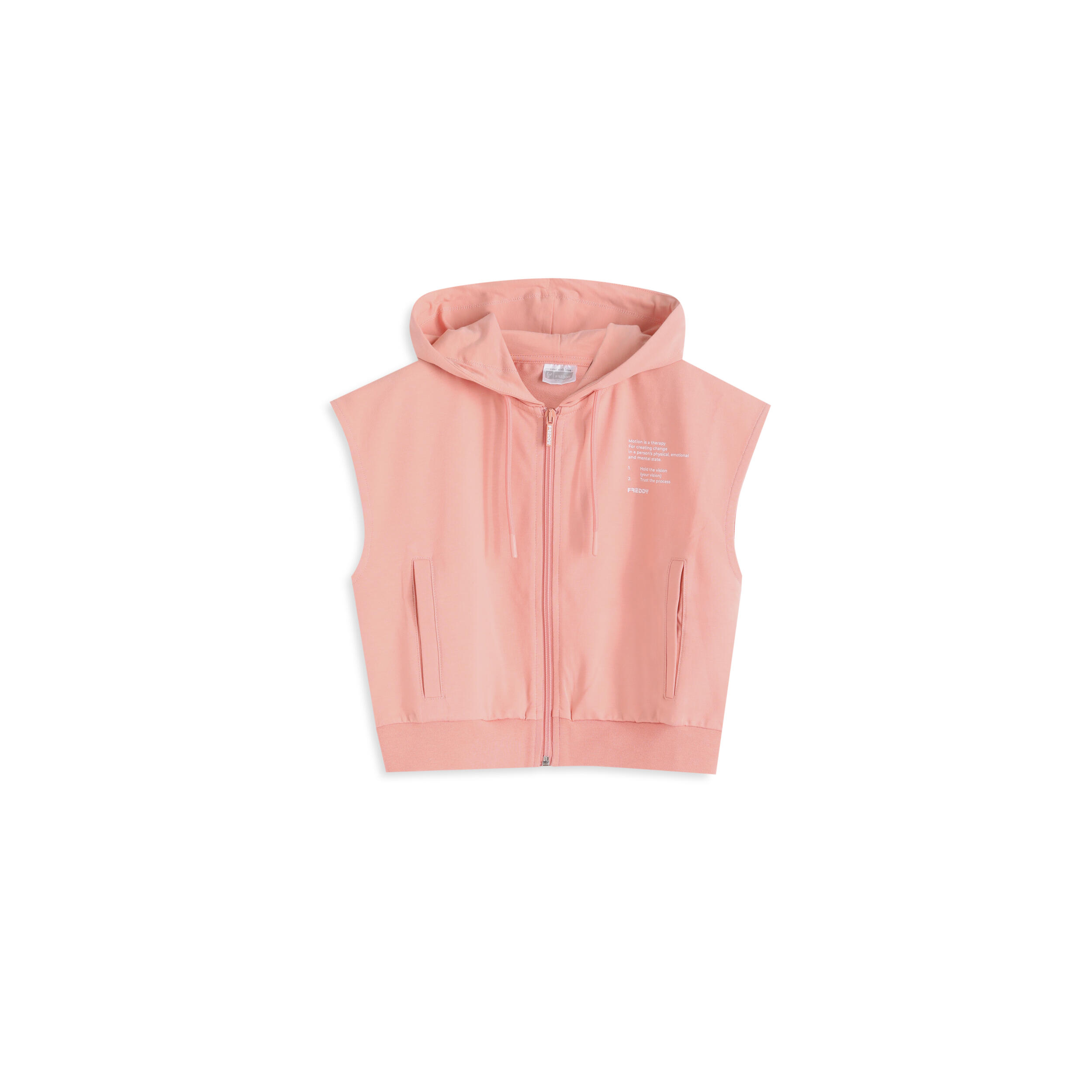 Sweat-shirt pour fille sans manches à capuche et zippé 1/3