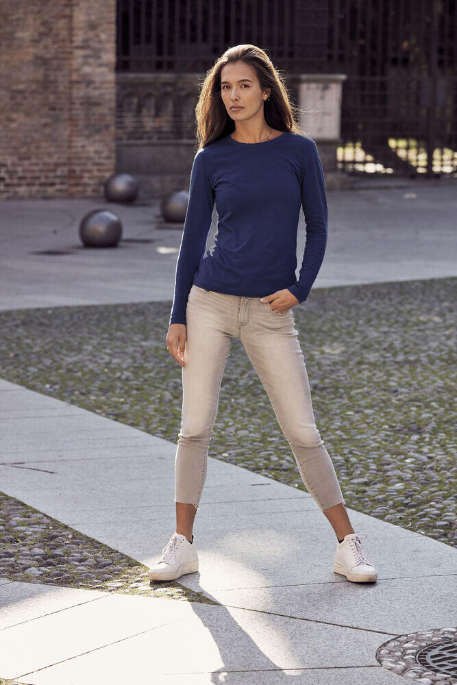 Clique Women's Basic Crew Neck Long Sleeve T-Shirt - Dark Navy 5/5