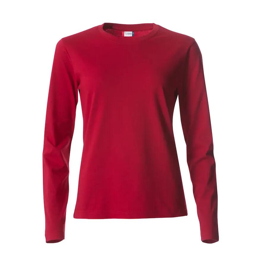 Clique Women's Basic Crew Neck Long Sleeve T-Shirt - Red