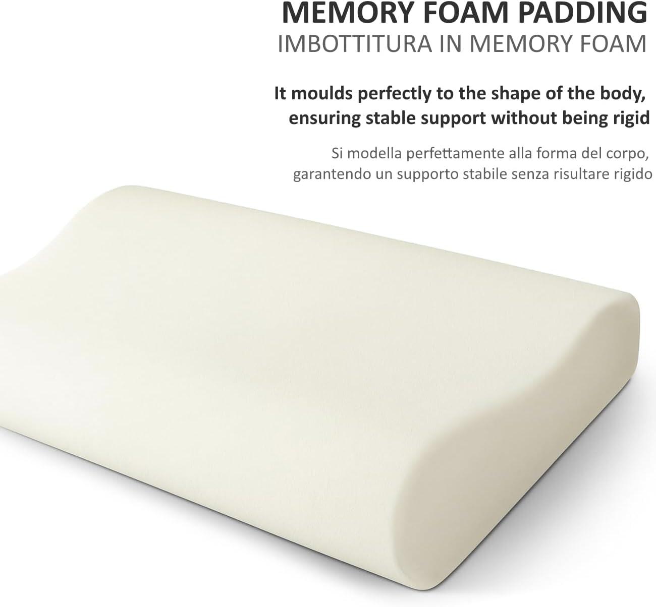 Cuscino Cervicale Memory Foam 30 × 50 cm - Ergonomico Ortopedico FF 3/5