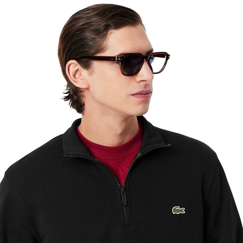 Sudadera Negra Lacoste de Felpa de Algodón con Media Cremallera de Corte Clásico 3/5