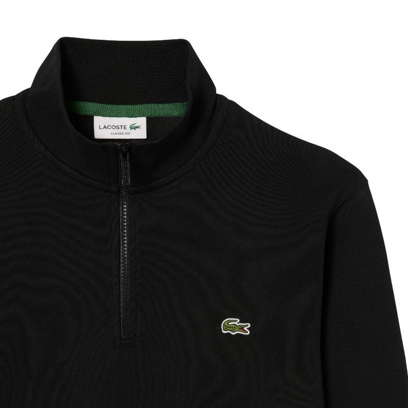 Sudadera Negra Lacoste de Felpa de Algodón con Media Cremallera de Corte Clásico 2/5