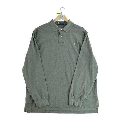 Second life - Langarm Herren Polo Shirt Grau - In gutem Zustand