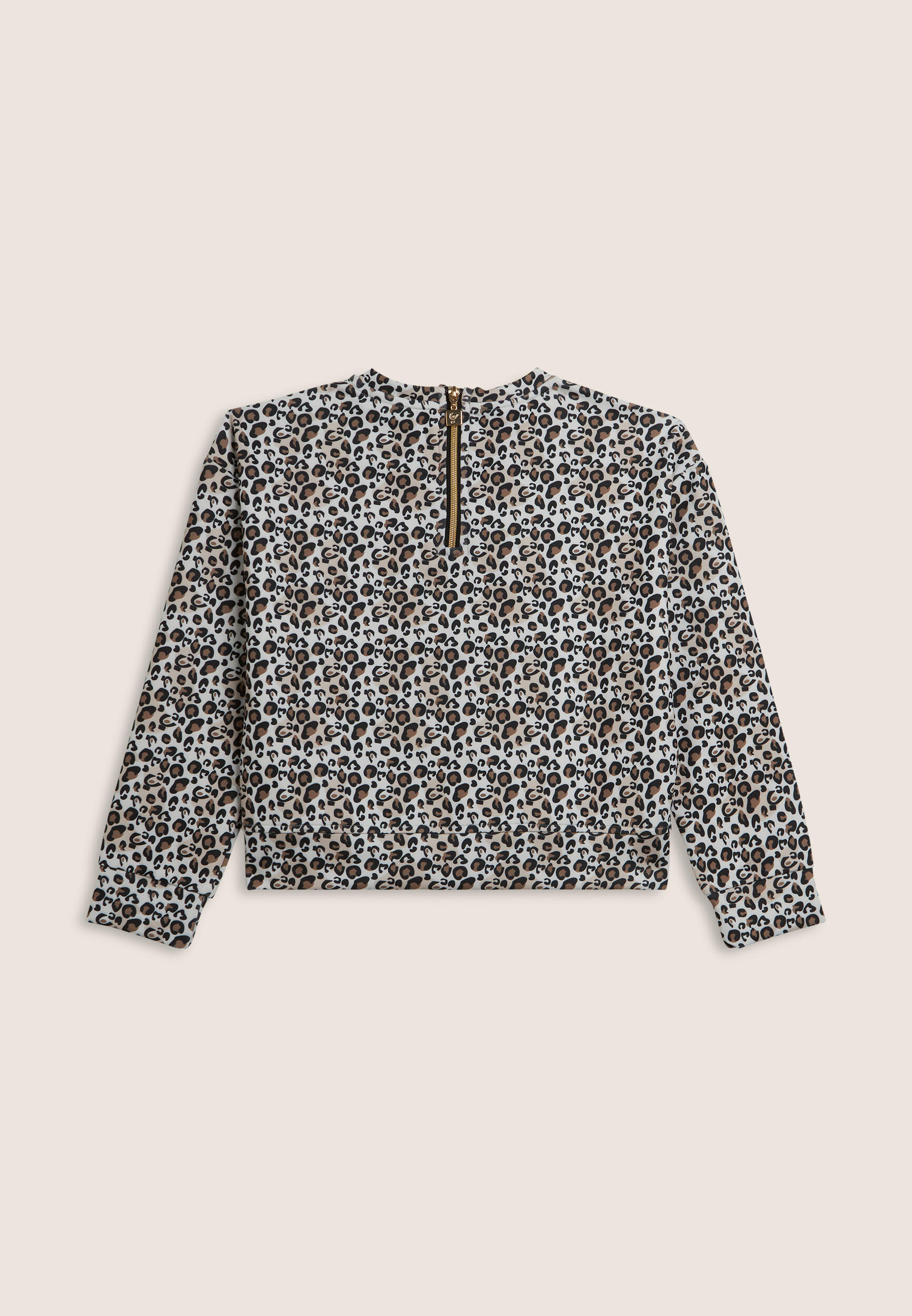 Felpa cropped bambina animalier con zip posteriore 2/3