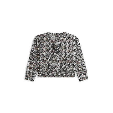 Sweat-shirt court pour fille à imprimé animal avec fermeture à glissière au dos