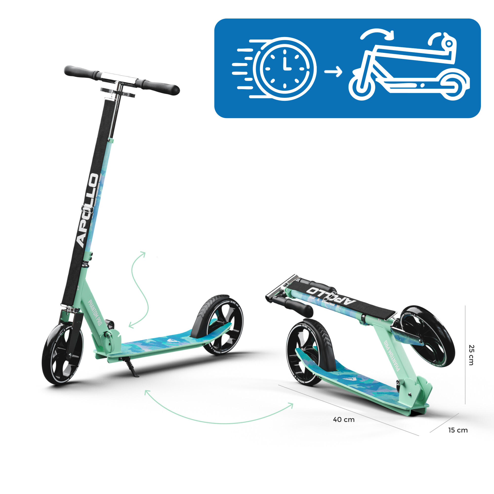 Apollo City Scooter Phantom – foldable children's scooter with 200 mm wheels 2/6