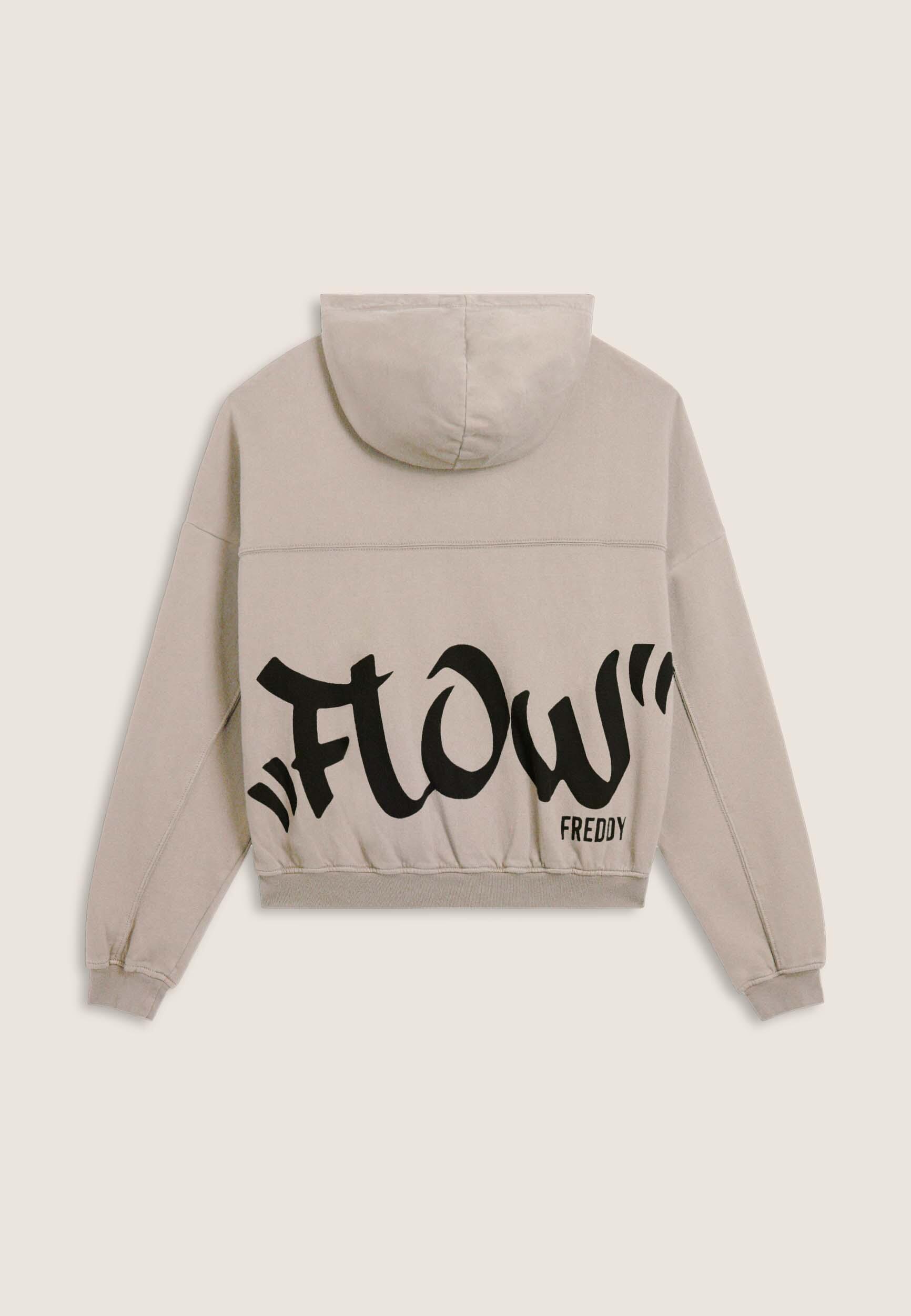 Felpa oversize cropped con zip e stampa Flow 2/3