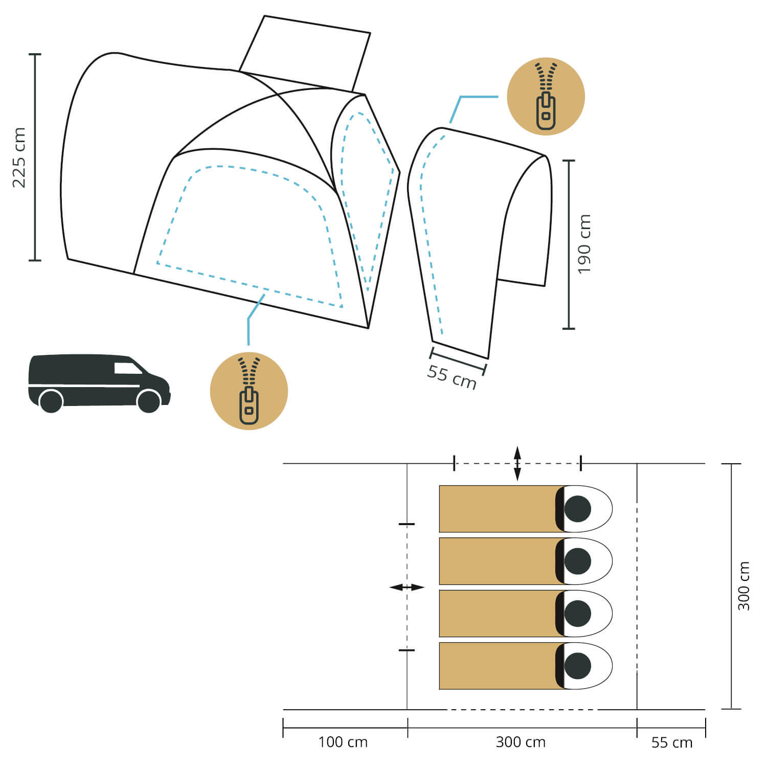 Tente dôme Pitea 4 Flex Protect Set avec sas VAN - 4 personnes - Sol cousu 7/7