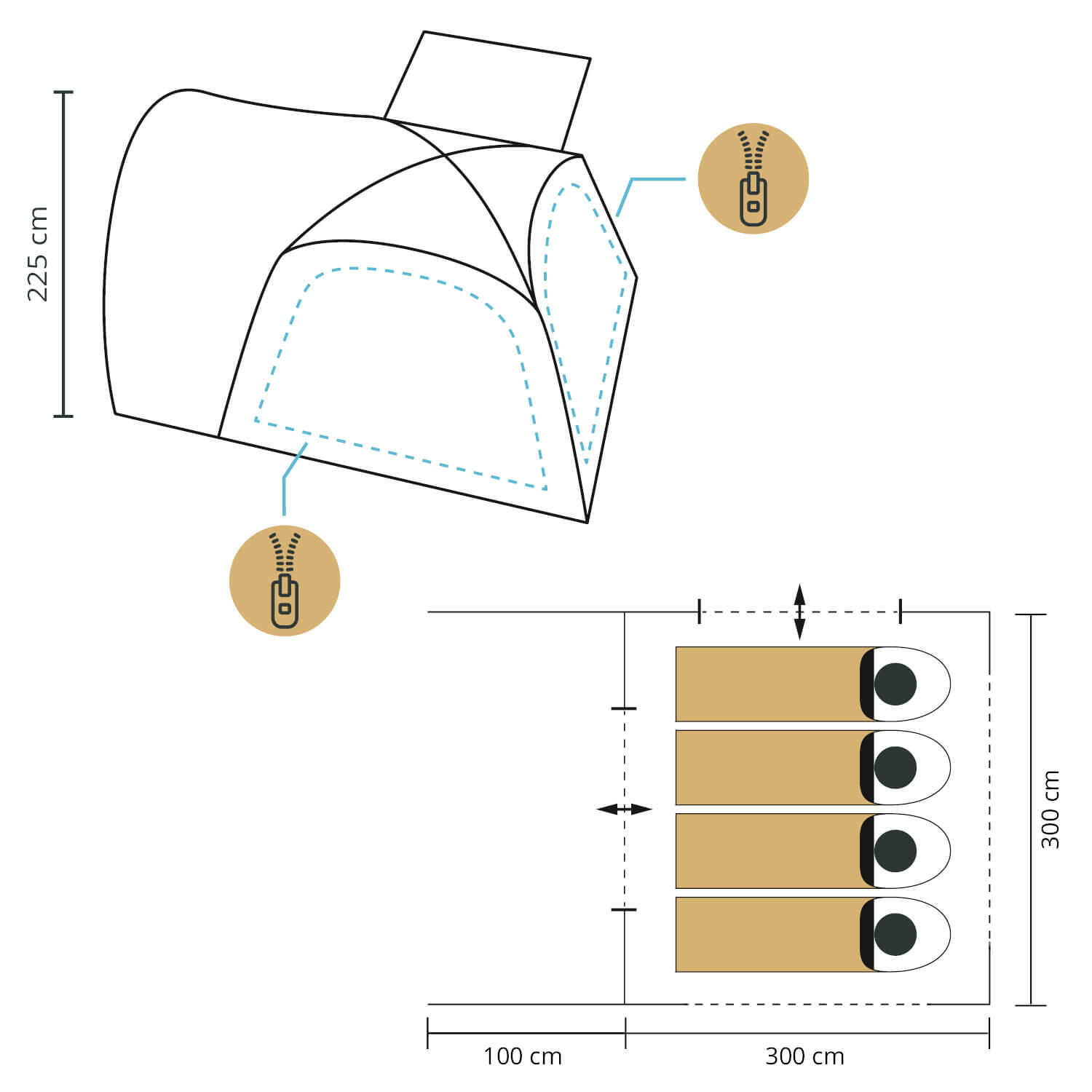 Tenda da campeggio a cupola Pitea 4 Flex Protect - 4 persone - pavimento cucito 7/7