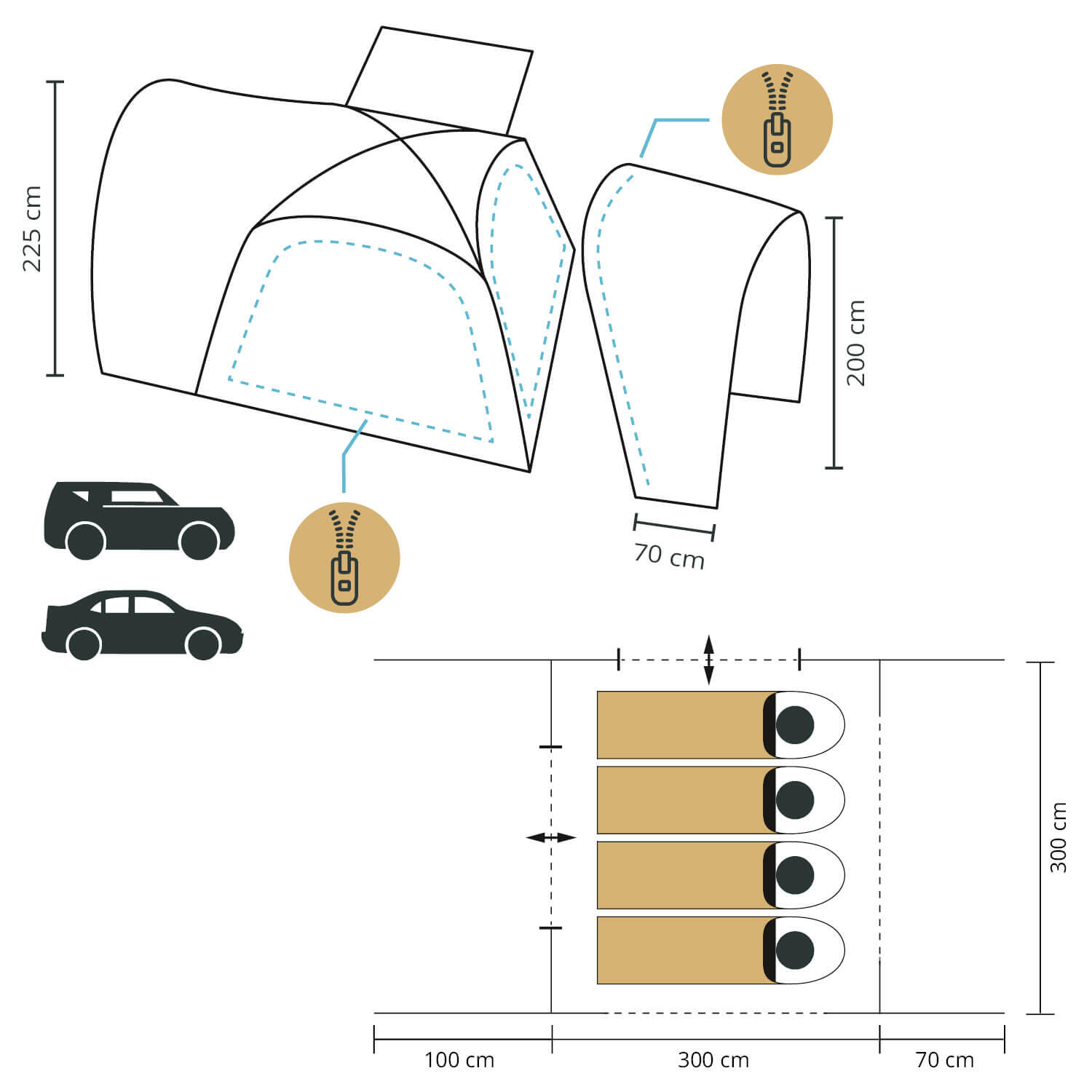 Tente dôme Pitea 4 Flex Protect Set avec sas SUV - 4 personnes - Sol cousu 7/7
