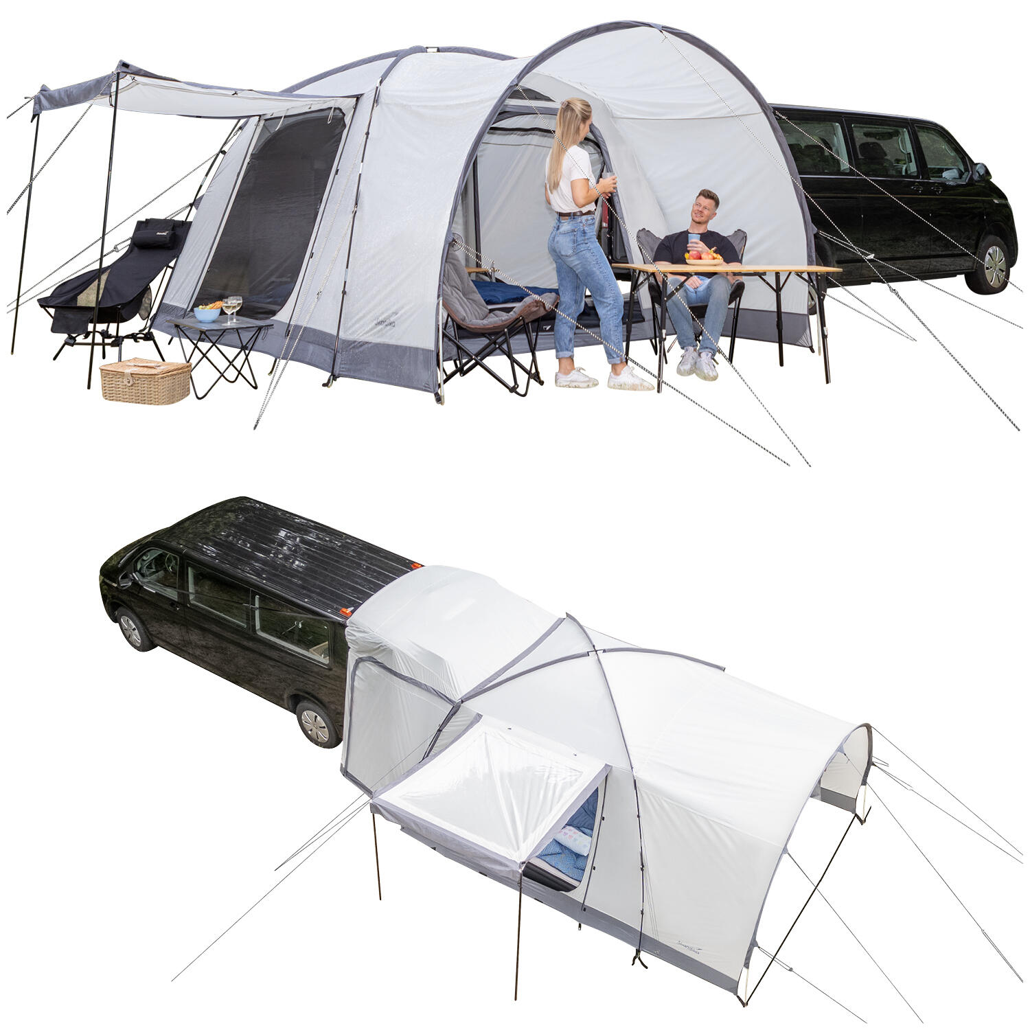 Skandika Tente Dôme Pitea 4 Flex Protect + SAS Van – 4 Places, Auvent Intégré, Sol Cousu, 5000mm étanche, UPF 50+