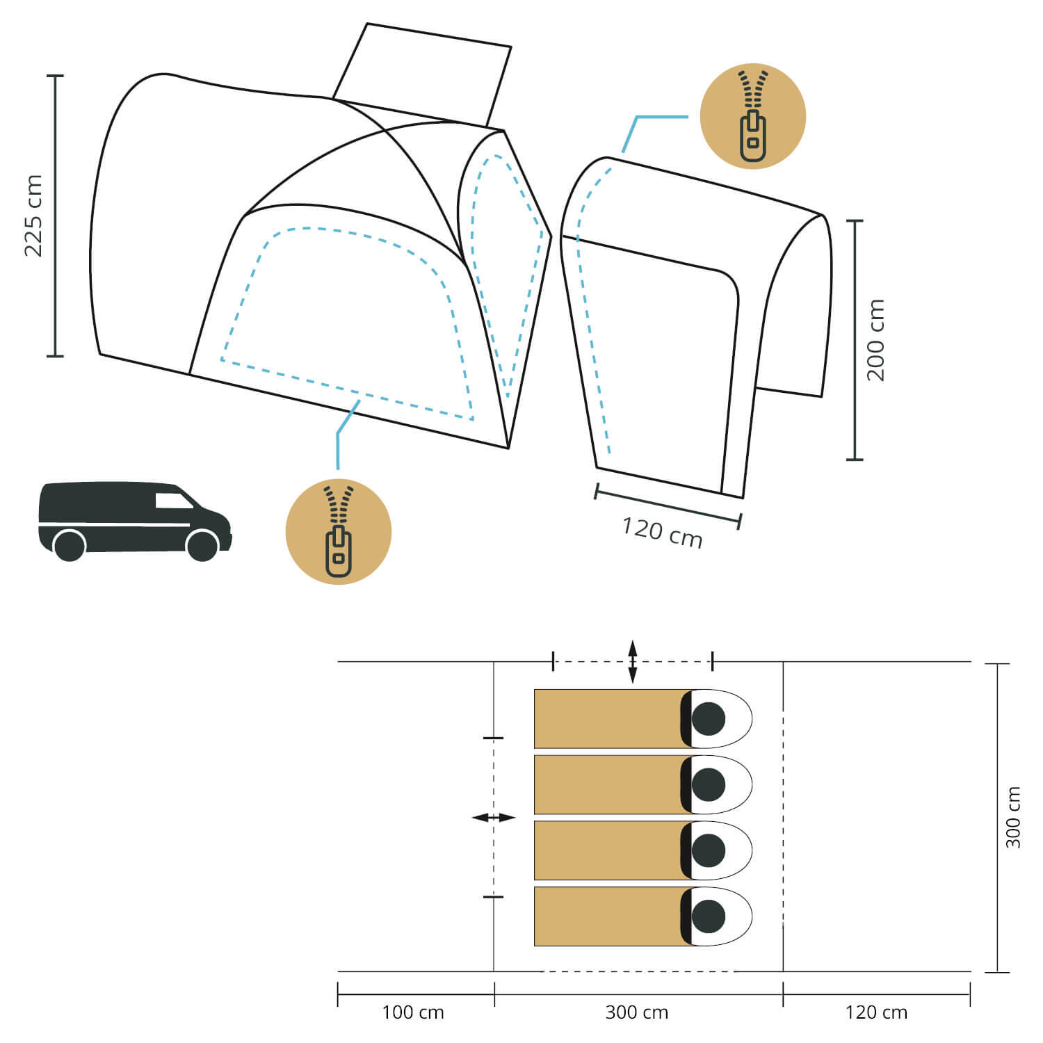 Tente dôme Pitea 4 Flex Protect Set avec sas VAN Plus - 4 personnes - Sol cousu 7/7