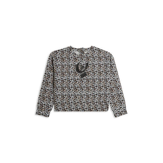 Sweat-shirt court pour fille à imprimé animal avec fermeture à glissière au dos
