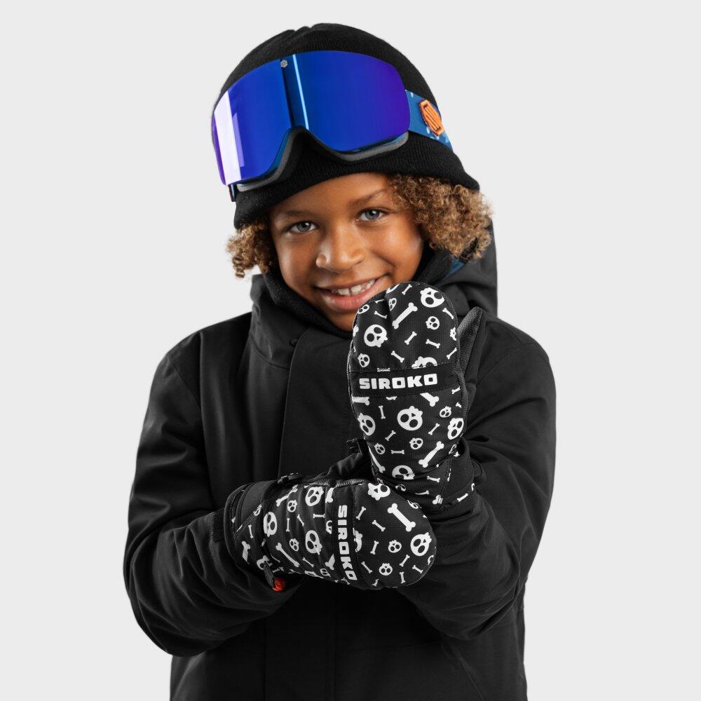 Kinderen Wintersport snowboard- en skiwanten voor Spook Zwart 4/7