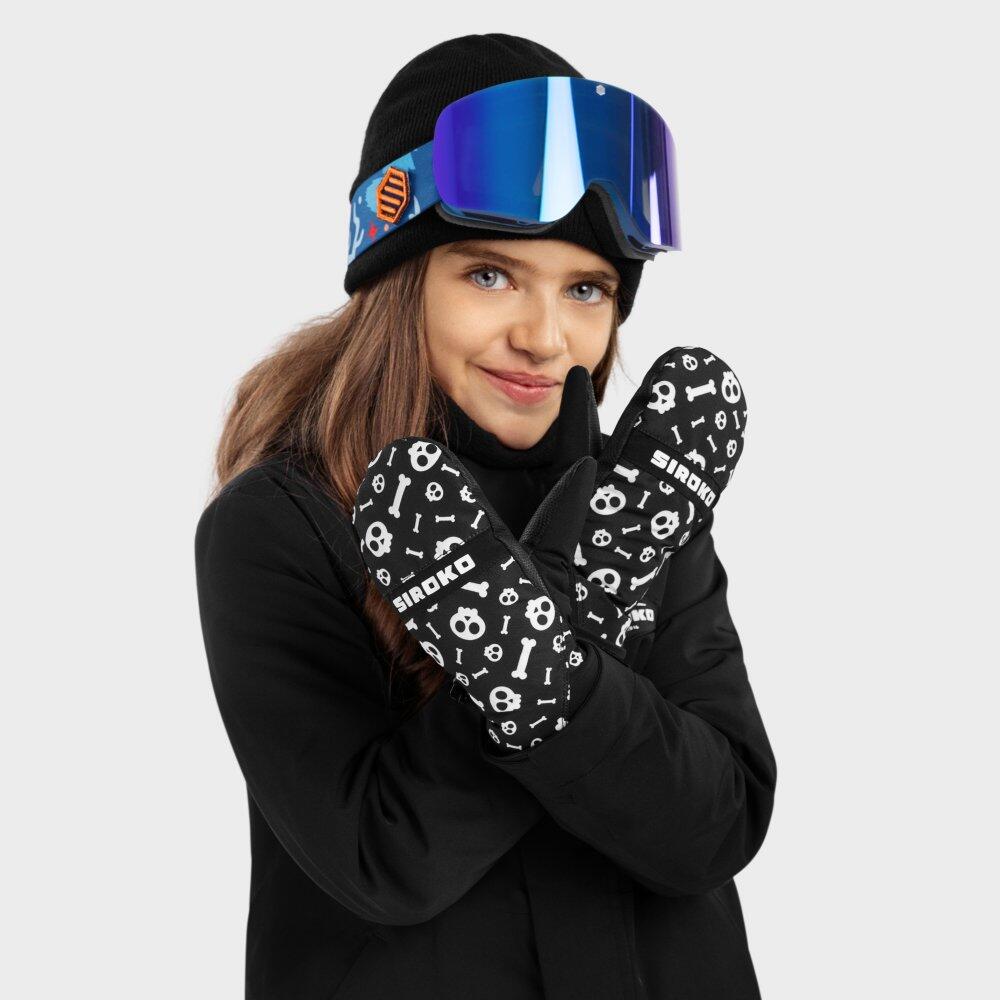 Kinderen Wintersport snowboard- en skiwanten voor Spook Zwart 5/7