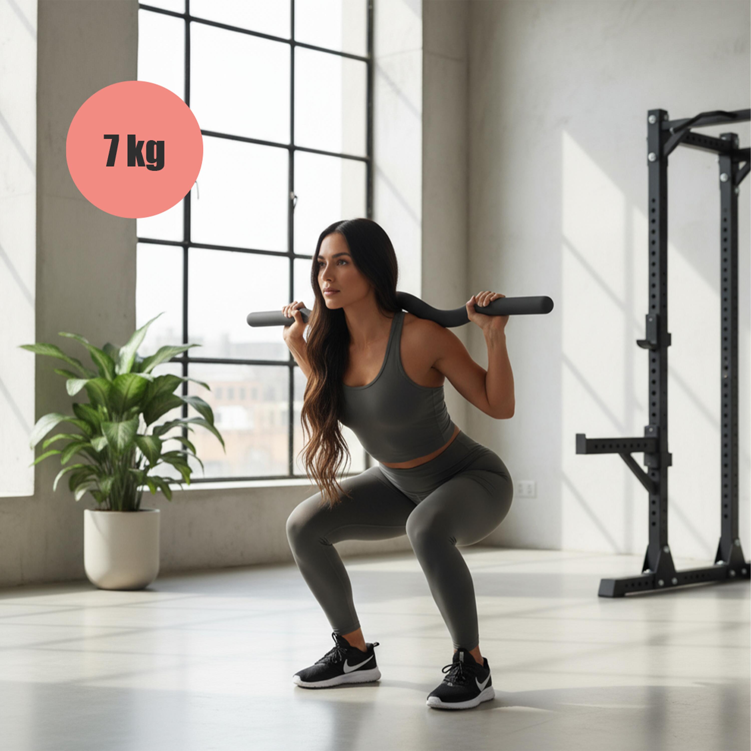 SZTANGA OBCIĄŻENIOWA ŁAMANA SILIKONOWA DO ĆWICZEŃ FITNESS PILATES 6.8 KG 6/7