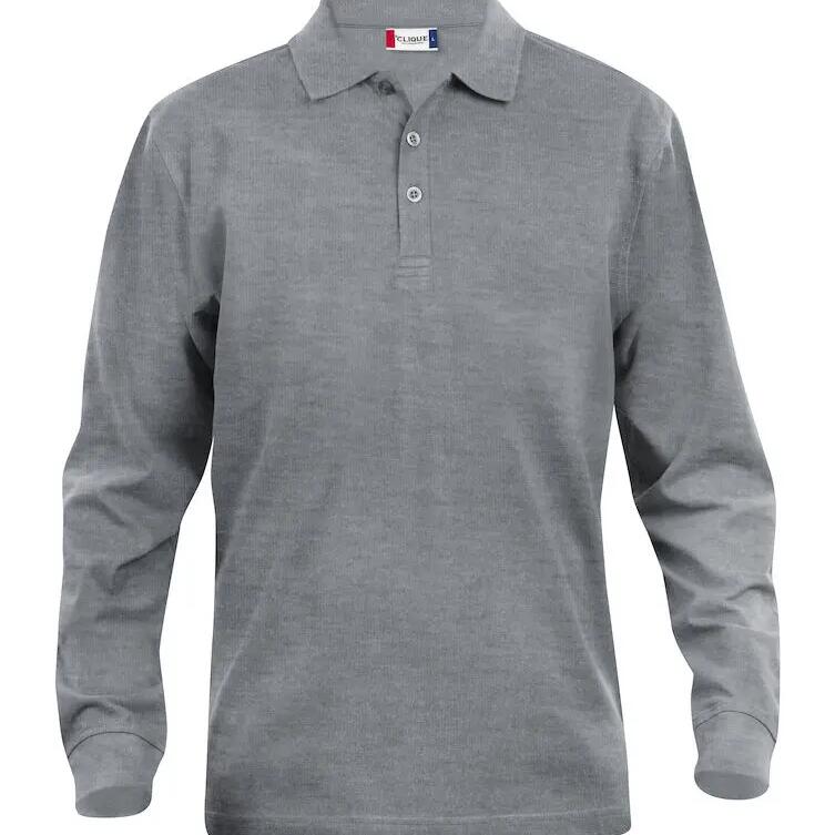 Clique Men's Classic Lincoln Long Sleeve Polo - Grey Melange