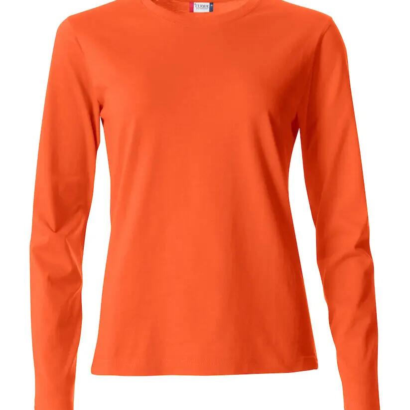 Clique Women's Basic Crew Neck Long Sleeve T-Shirt - Orange