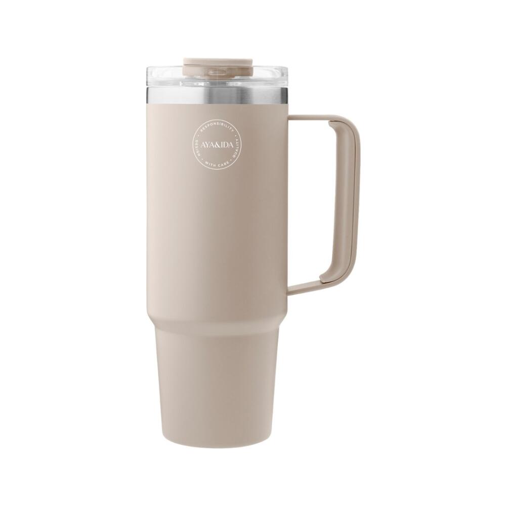 Thermobeker met rietje 885ml Cream Beige
