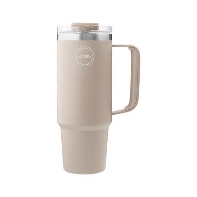 Thermobeker met rietje 885ml cream beige