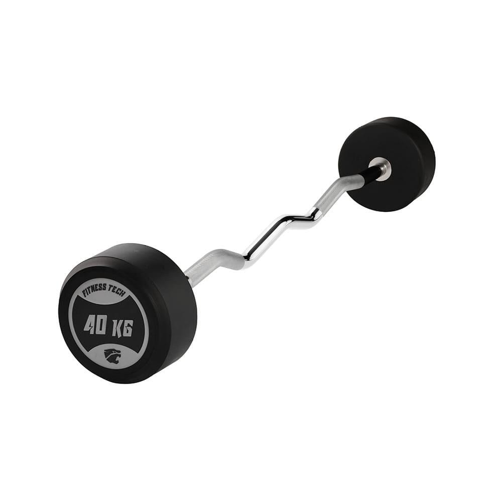 Fitness Tech - Barre Préchargée Curl 40kg Fitness Tech - Barre De Musculation - Noir - Decathlon