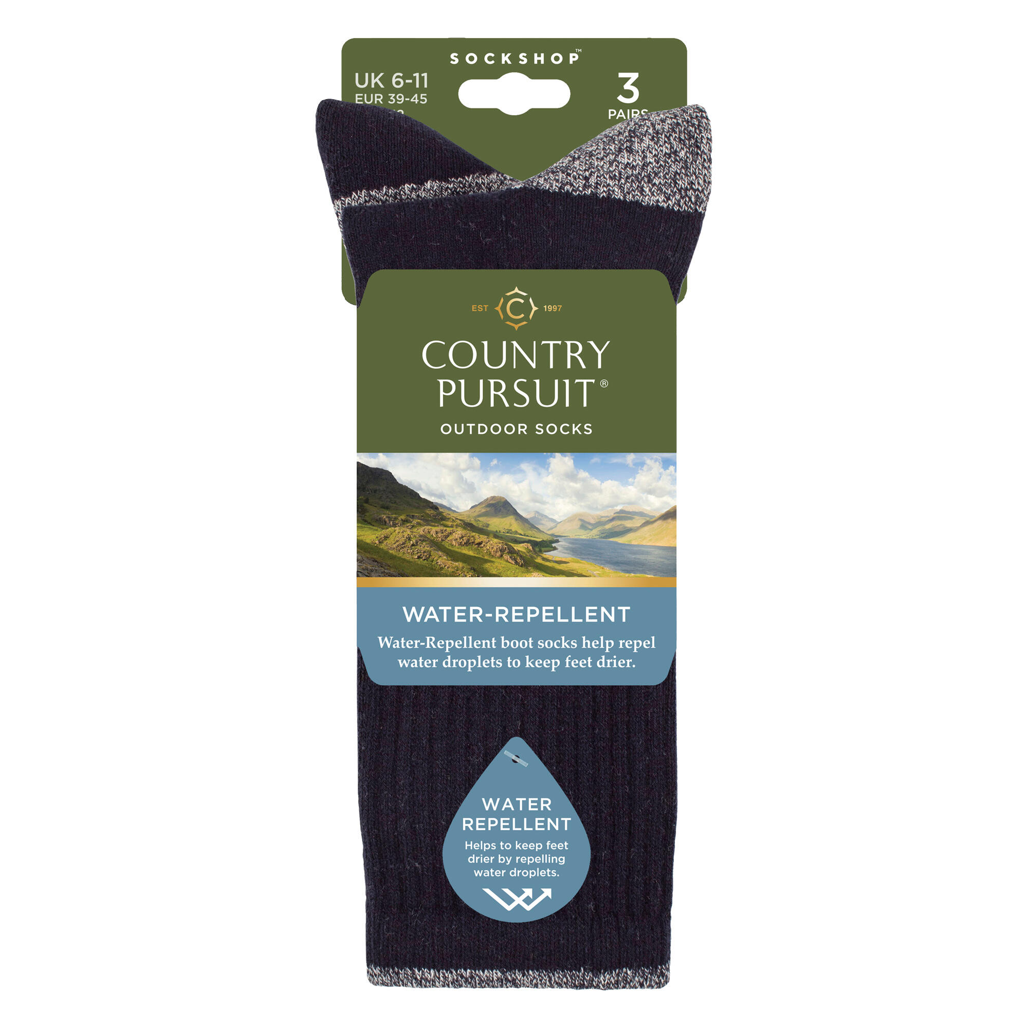 Country Pursuit - 3 Paires de Chaussettes Homme Imperméables Rembourrées Douces 2/4