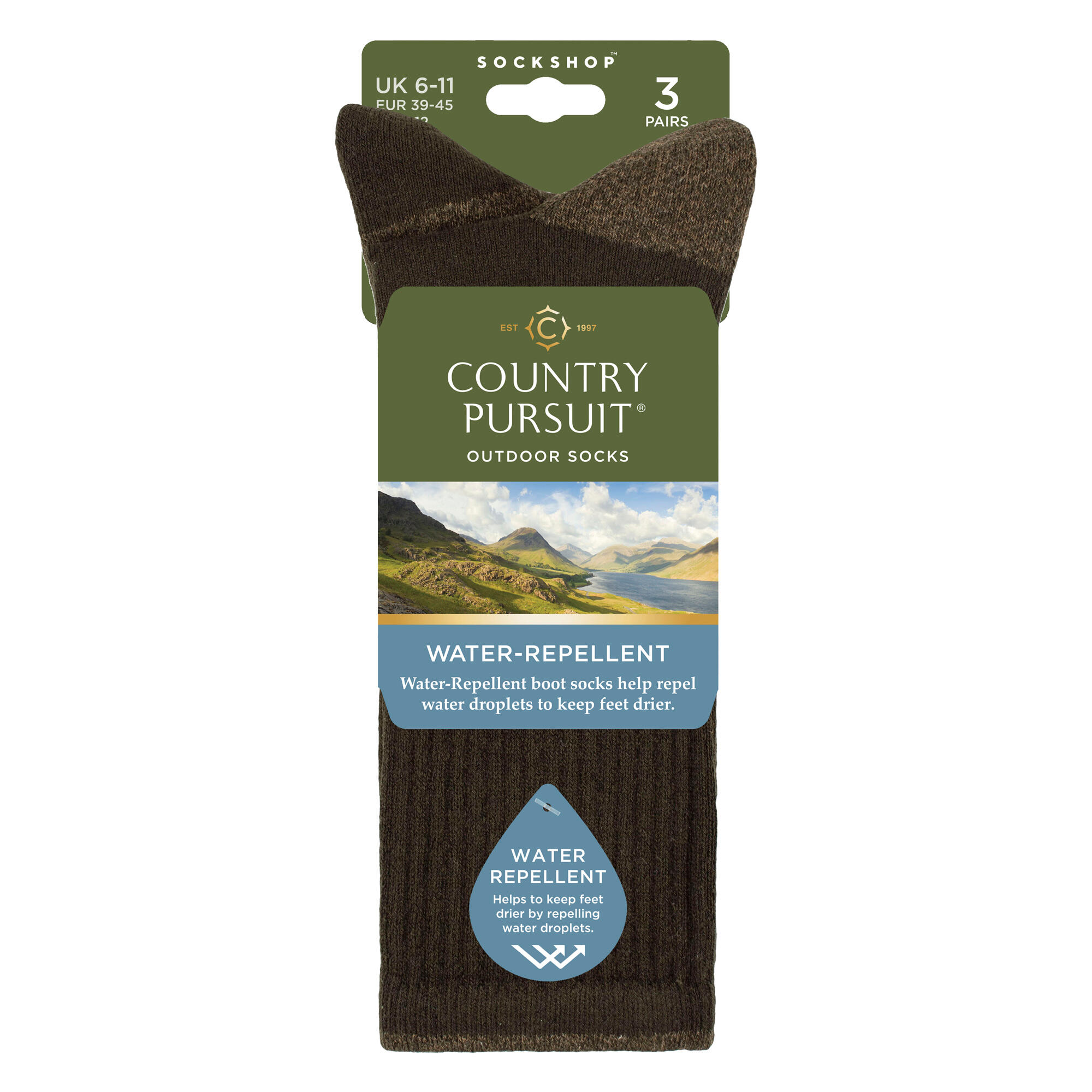 Country Pursuit - 3 Paires de Chaussettes Homme Imperméables Rembourrées Douces 2/4