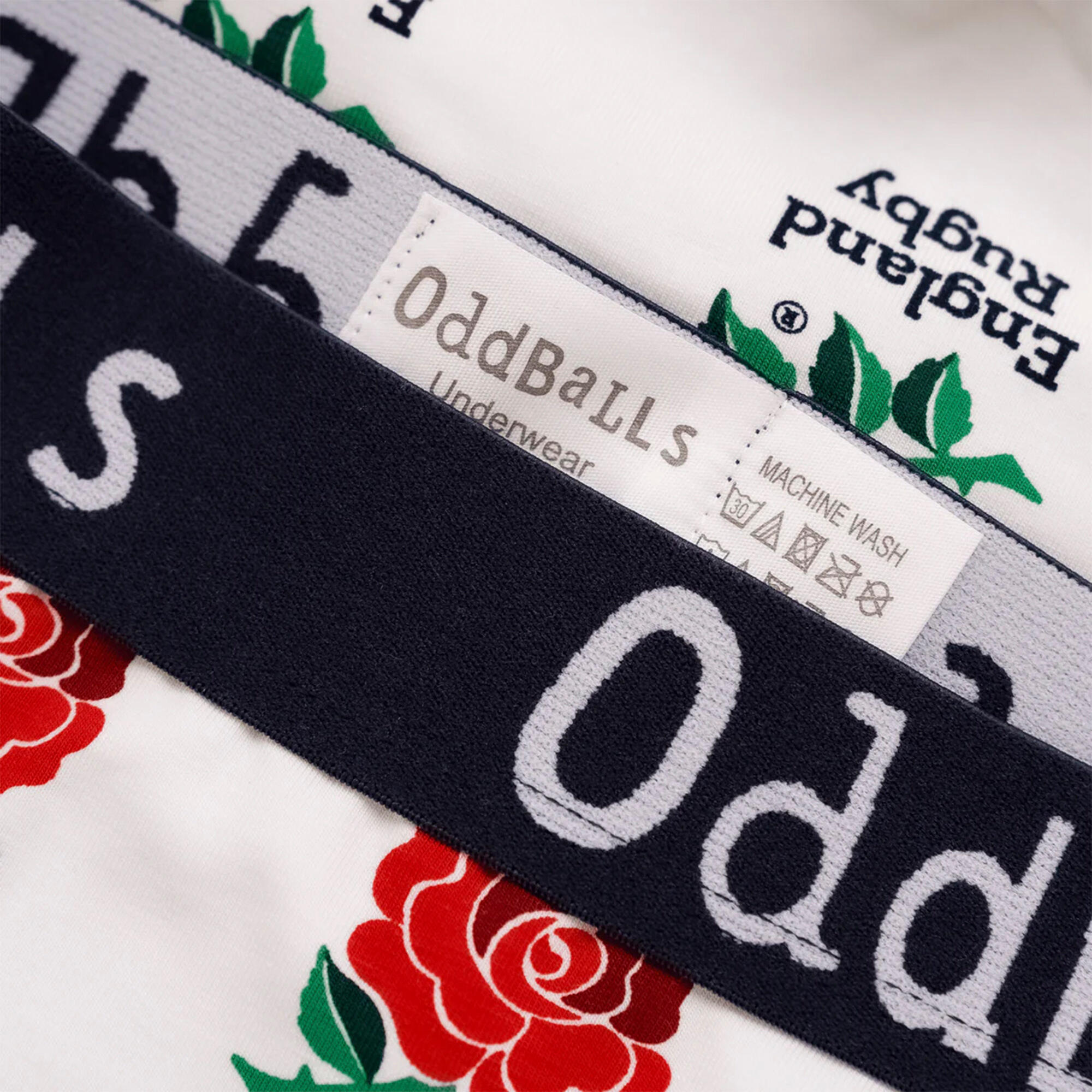 OddBalls - Caleçon Homme Rugby Angleterre | Sous-vêtement Sport Coton Doux 3/4