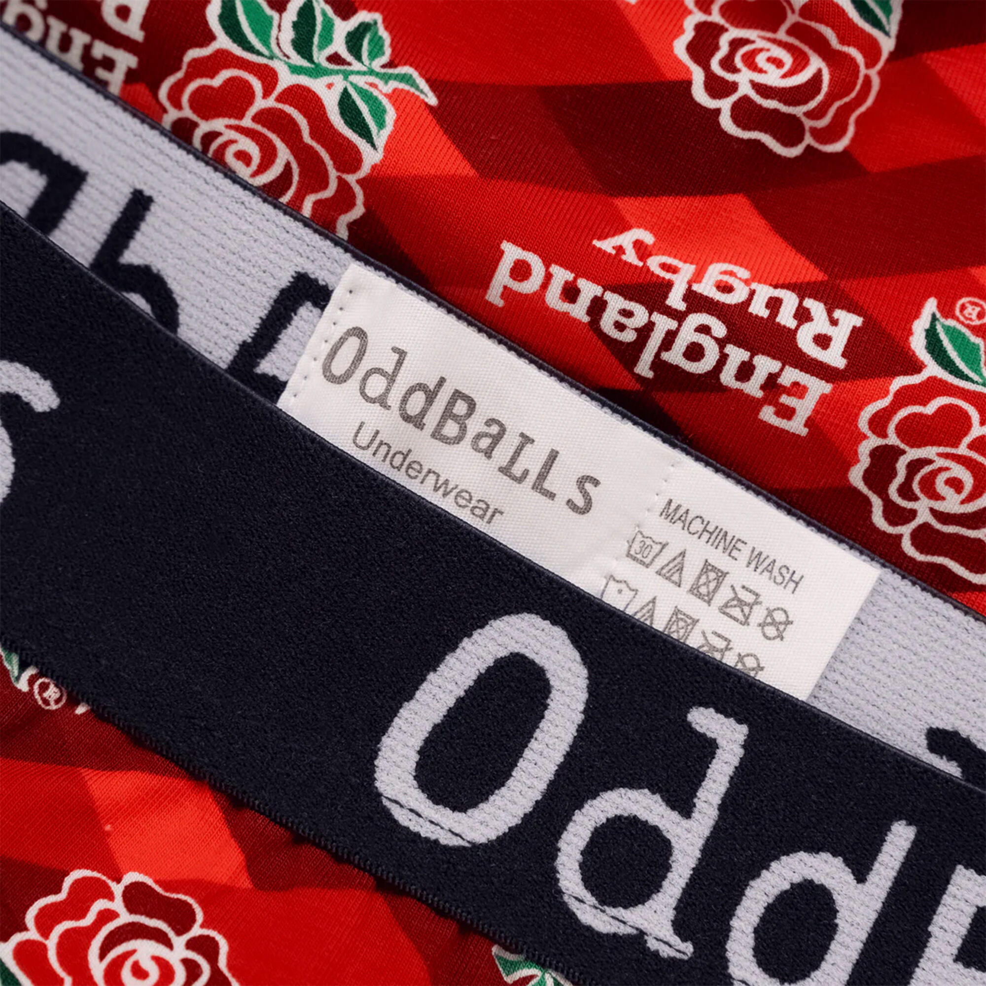 OddBalls - Caleçon Homme Rugby Angleterre | Sous-vêtement Sport Coton Doux 3/4