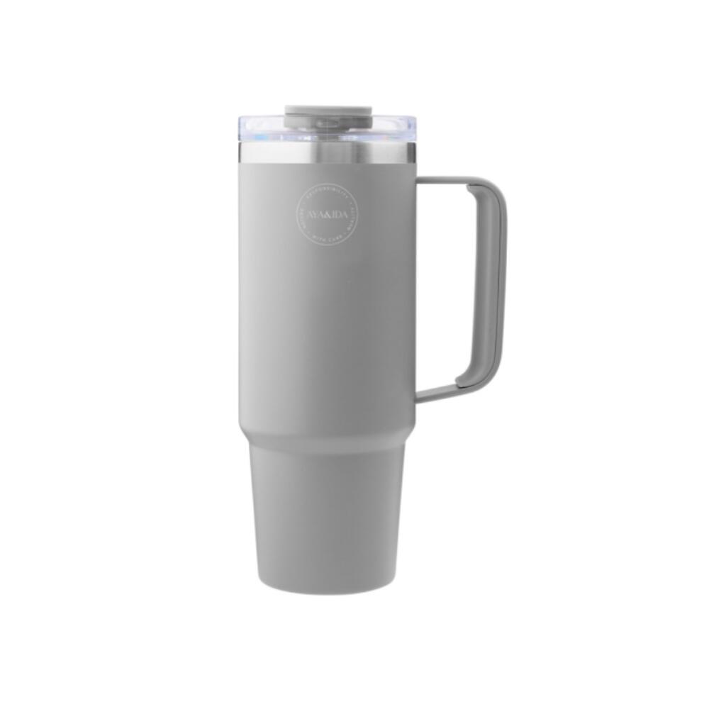 Thermobeker met rietje 885ml Light Grey