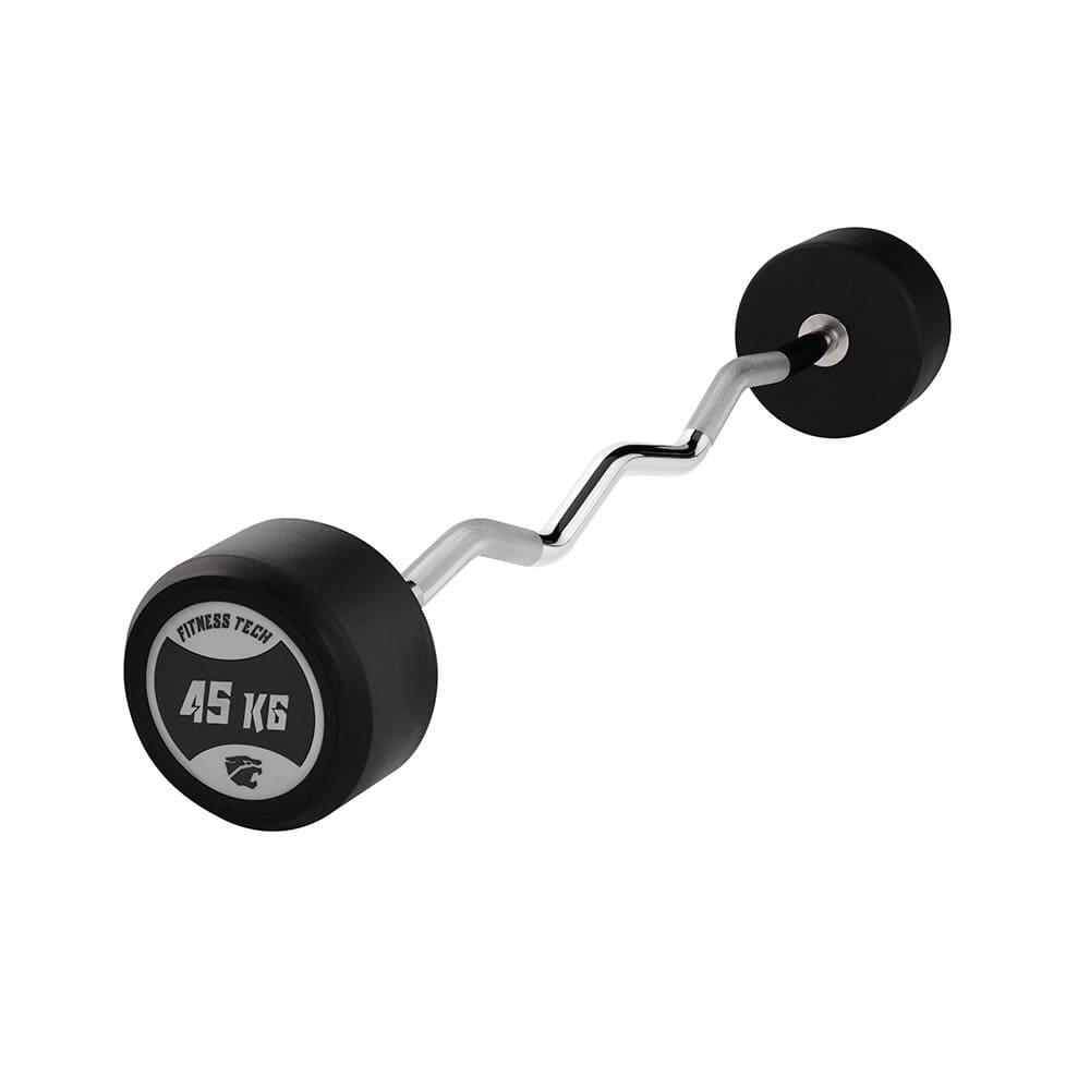 Fitness Tech - Barre Préchargée Curl 45kg Fitness Tech - Barre De Musculation - Noir - Decathlon