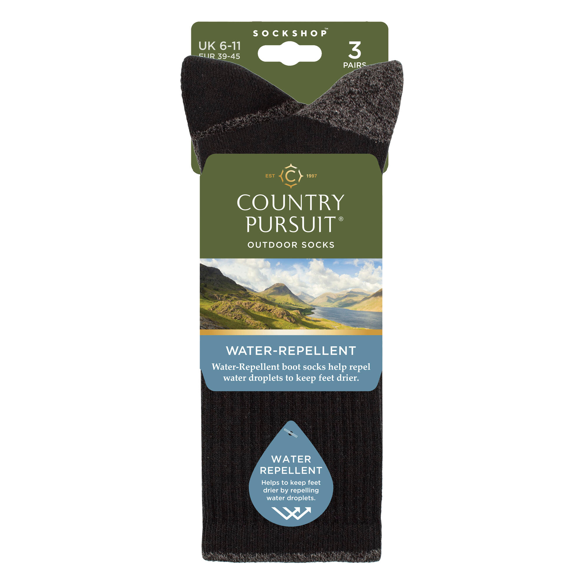 Country Pursuit - 3 Paires de Chaussettes Homme Imperméables Rembourrées Douces 2/4