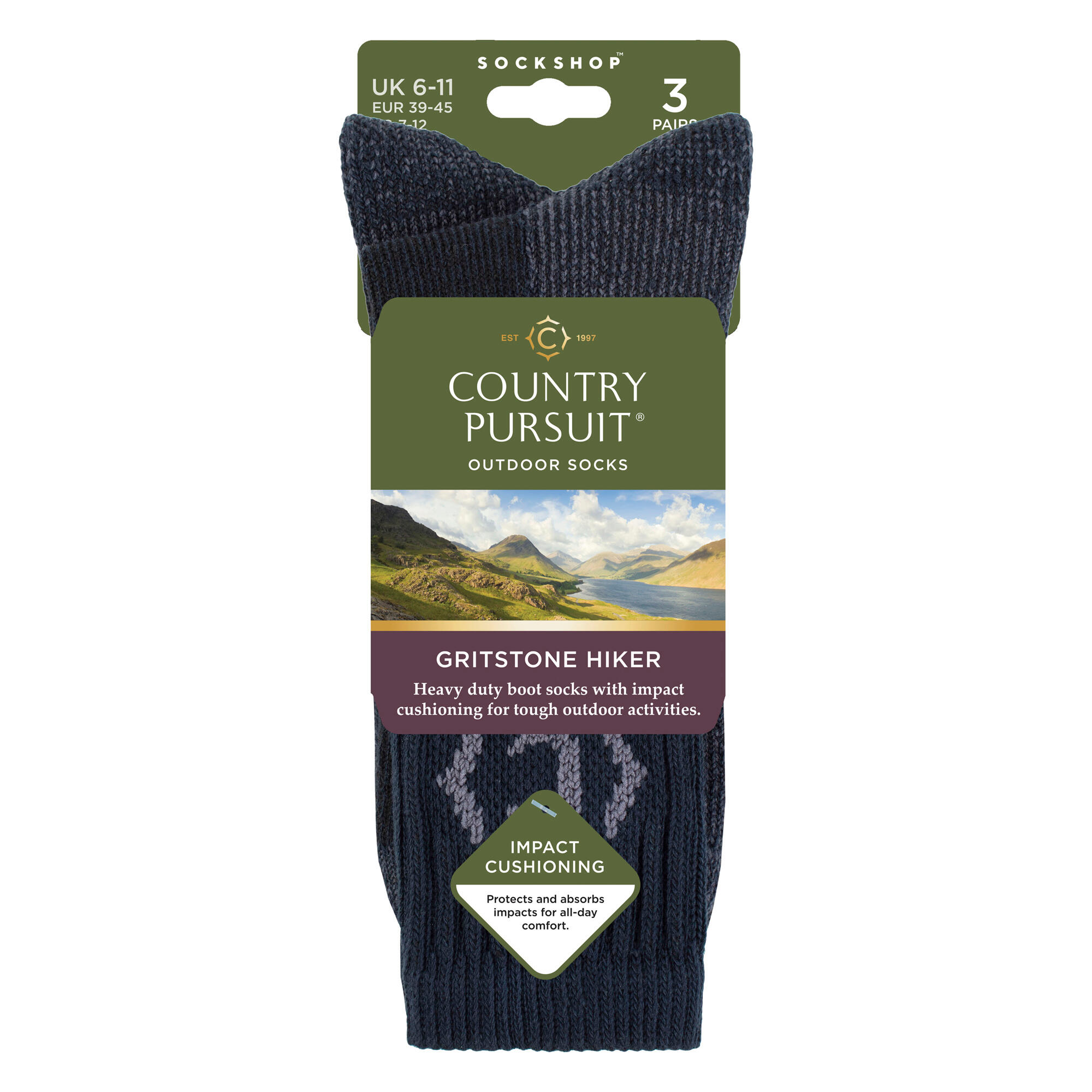 Country Pursuit - Calze da Uomo Resistenti e Imbottite per Escursionismo 3 Paia 2/4