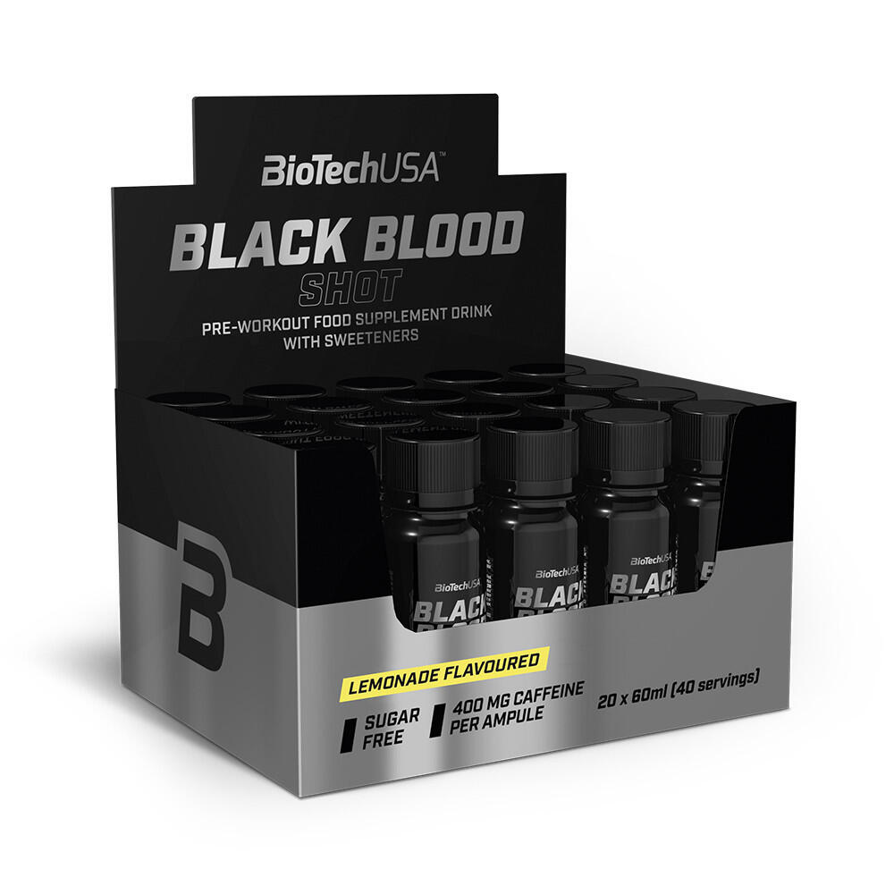 Biotechusa - Shooters Énergétiques | Boîte Black Blood Shot (20x60ml) | Limonade - Préparation Énergétique Poudre - Taille Unique - Decathlon