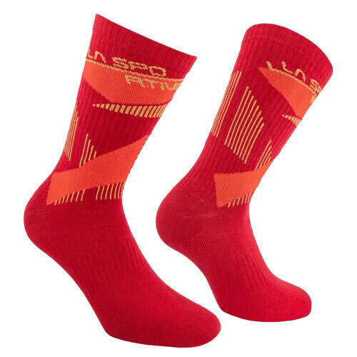 Chaussettes La Sportiva coton égyptien 85% motif escalade rouge taille 47-48