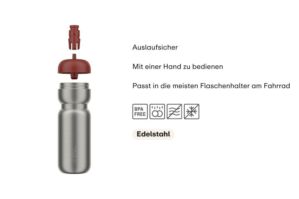 Mepal Sport 800 ml Edelstahl Trinkflasche Pull - Mountain red 2/7