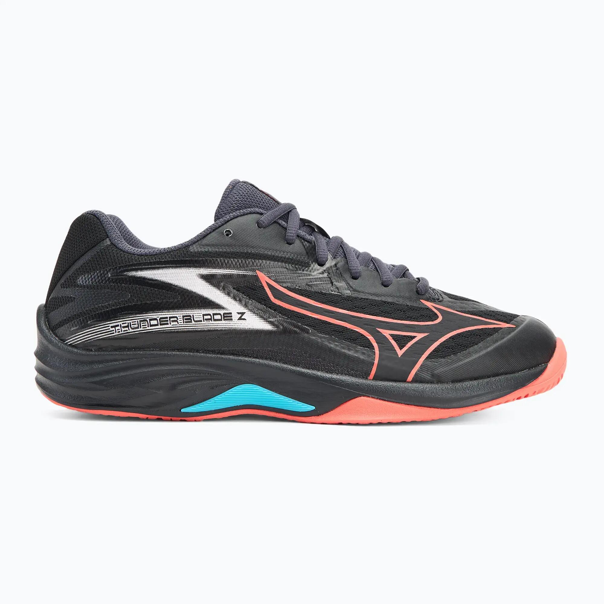 Chaussures de volley Mizuno Thunder Blade Z Noir/Flamme Néon/Peacock Blue 5/5