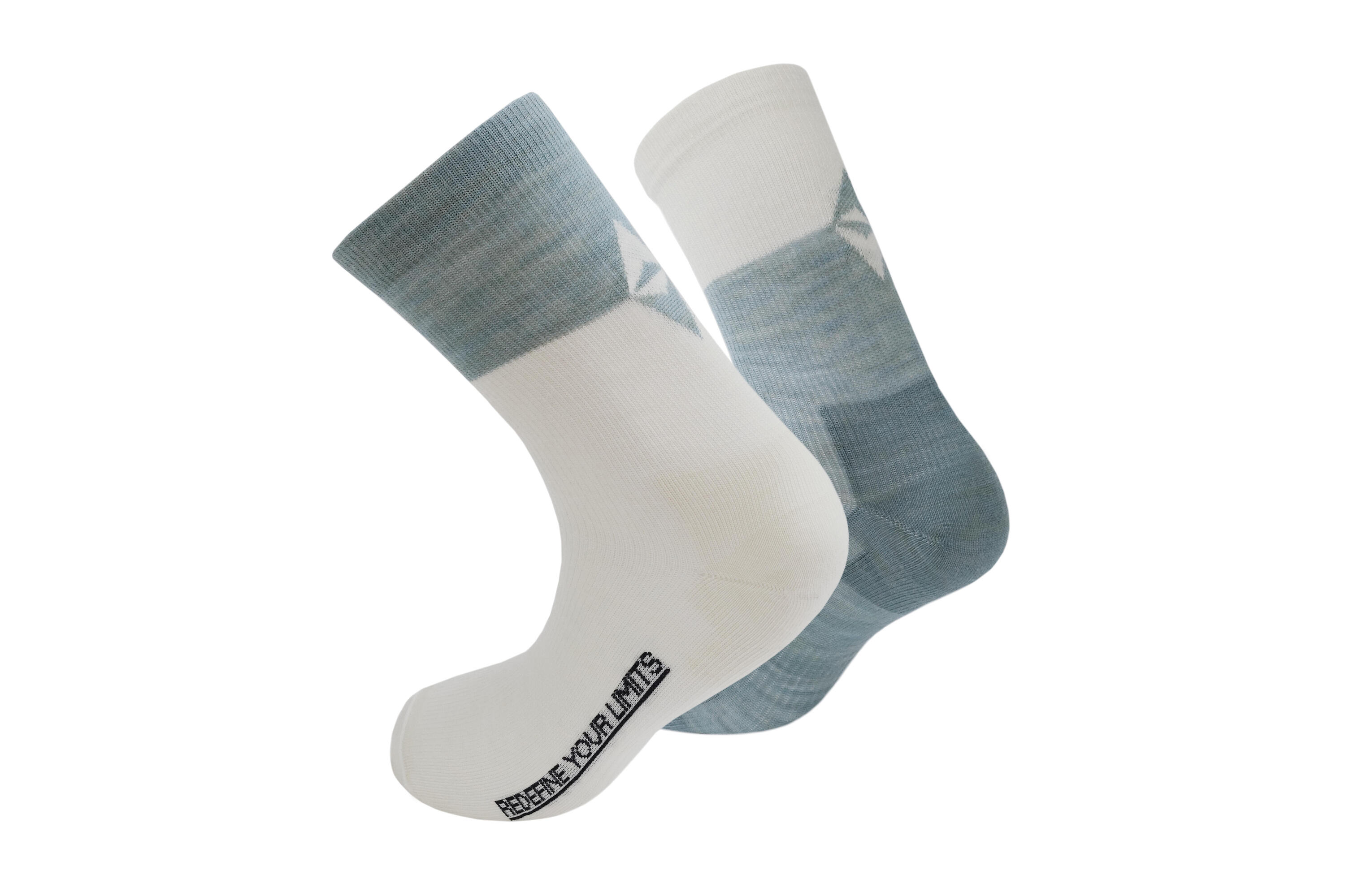 Calcetines de ciclismo lana merina  verde menta y blanco 2/5