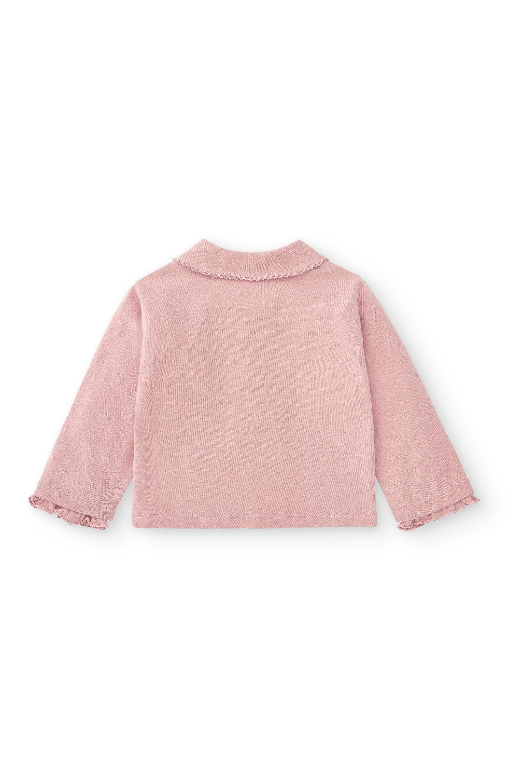 Camisa polo rosa de algodão para bebê 3/3
