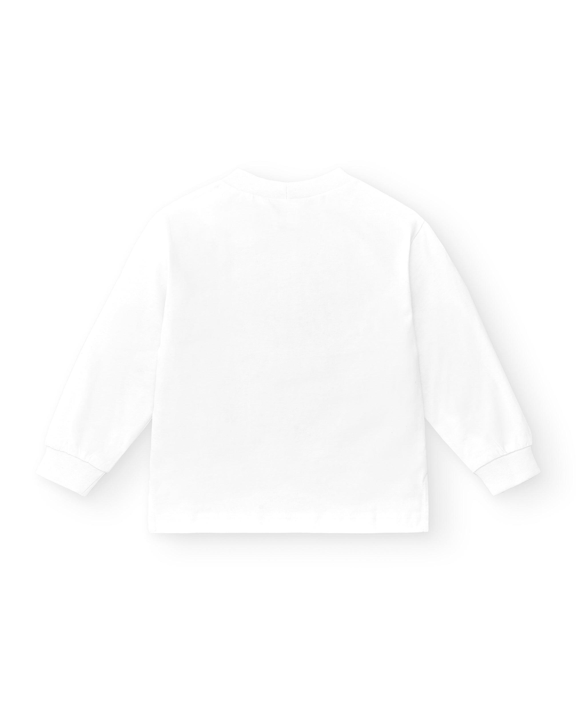 Camiseta algodón manga larga de niño cuello alto blanca 2/5